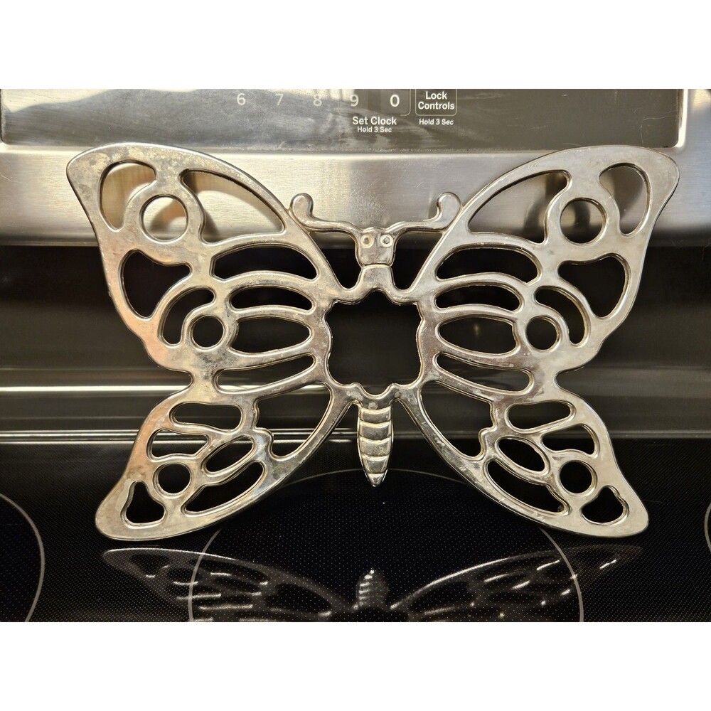 Vintage Leonard Silver Plated Butterfly Trivet Wall Hanging Made In Italy